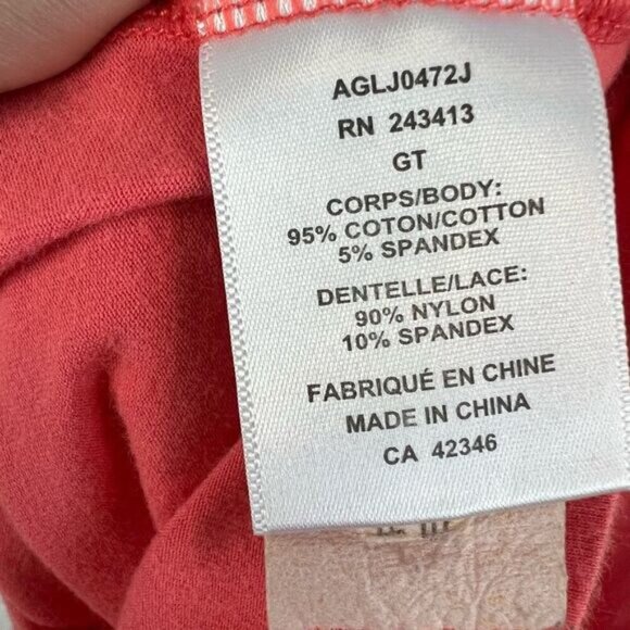 American Heritage Women’s XS Coral Pink Orange Mini Dress Long Sleeve Lace - Picture 9 of 13